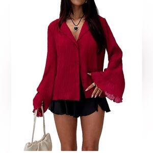 Princess Polly Red Button Down Shirt
